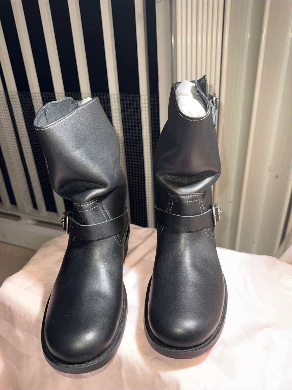 NWOT - Coach Women’s Dawn Black Leather Moto Pull On Biker Boots.